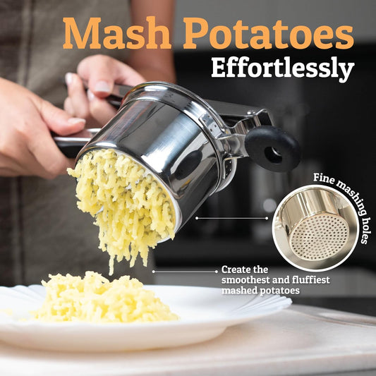 Heavy Duty Potato Ricer with 3 Discs – Stainless Steel Masher for Smooth, Fluffy Potatoes & Veggies (15oz)