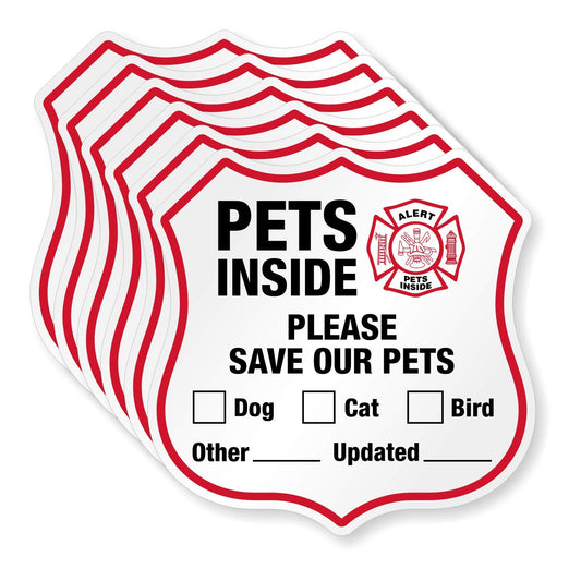 Reflective Pet Rescue Stickers – ‘Pets Inside’ Emergency Decal Set, 6-Pack Adhesive Labels (2.75” x 2.75”, Made in USA)