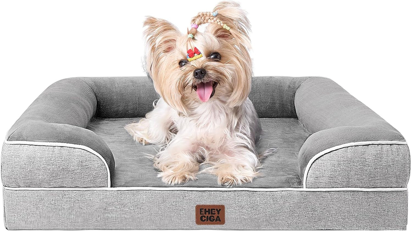 Orthopedic Dog Bed – Waterproof Memory Foam Pet Couch with Bolster Sides, Non-Slip Bottom & Washable Removable Cover (Small, Medium, Large)