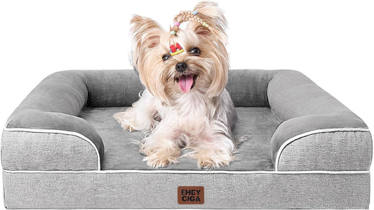 Orthopedic Dog Bed – Waterproof Memory Foam Pet Couch with Bolster Sides, Non-Slip Bottom & Washable Removable Cover (Small, Medium, Large)