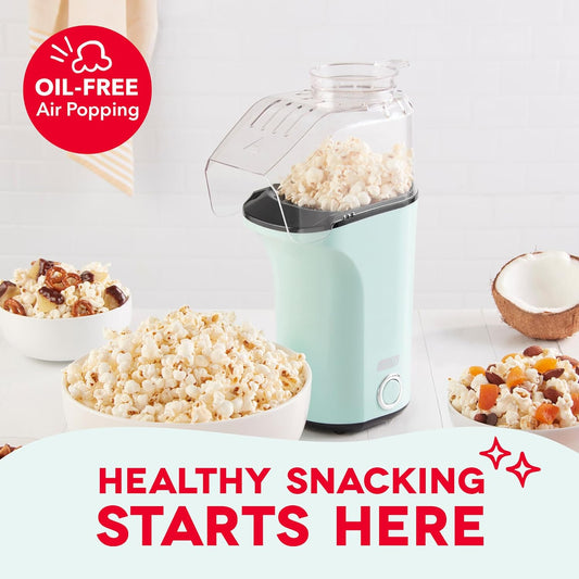 Fresh Pop Hot Air Popcorn Maker | Oil-Free Electric Popper - 16 Cups, Aqua