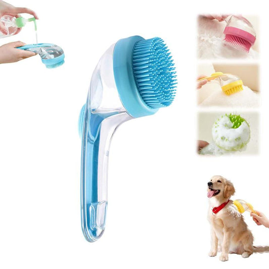 Pet Grooming Bath Brush – Shampoo Dispenser Scrubber for Dogs & Cats, Perfect for Long or Short Hair