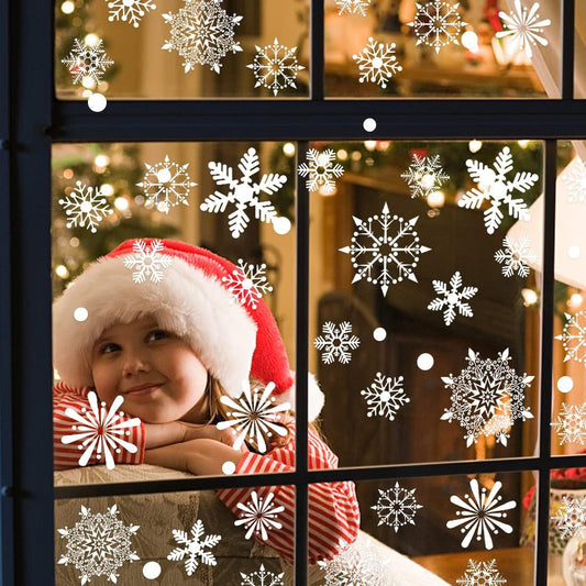 Christmas Snowflake Window Clings – 238-Piece Double-Sided Reusable Stickers (8 Sheets) for Festive Holiday Windows & Glass Décor