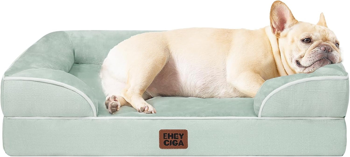 Orthopedic Dog Bed for Small Dogs, Waterproof Memory Foam Small Pet Beds with Sides, Non-Slip Bottom and Egg-Crate Foam Medium Dog Couch Bed with Washable Removable Cover, Grey