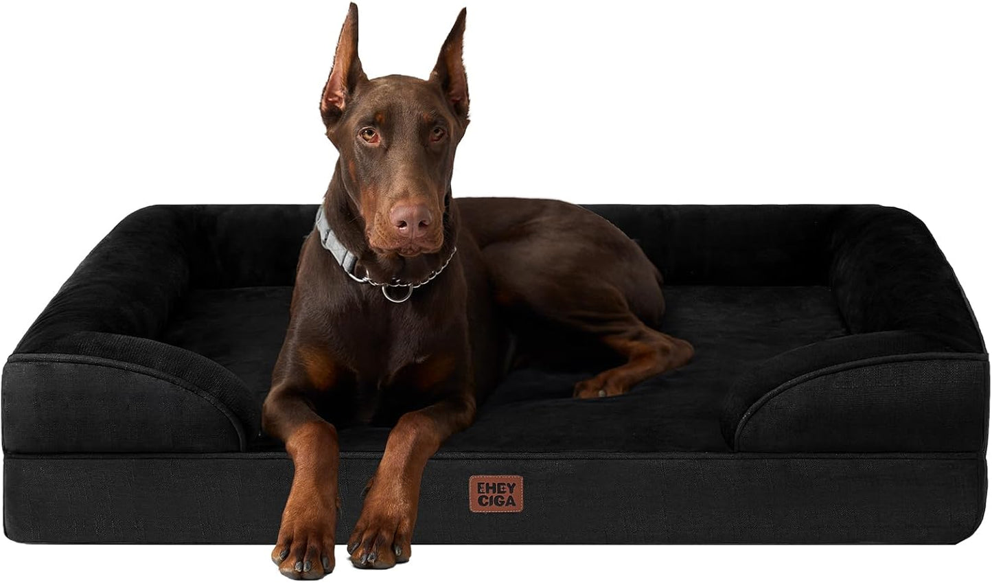 Orthopedic Dog Bed for Small Dogs, Waterproof Memory Foam Small Pet Beds with Sides, Non-Slip Bottom and Egg-Crate Foam Medium Dog Couch Bed with Washable Removable Cover, Grey