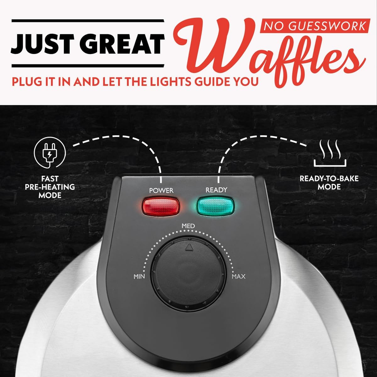 Waffle Maker with Nonstick Plates | Adjustable Browning Control