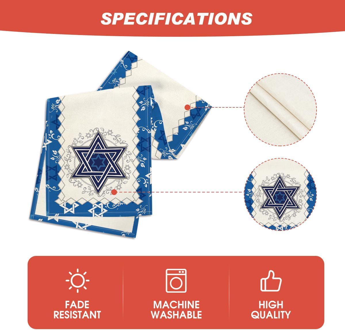 🕎  Elegant Hanukkah Table Runner 🕯️ Star of David Design | Festive Jewish Holiday Décor for Dining Table (multi sizes)
