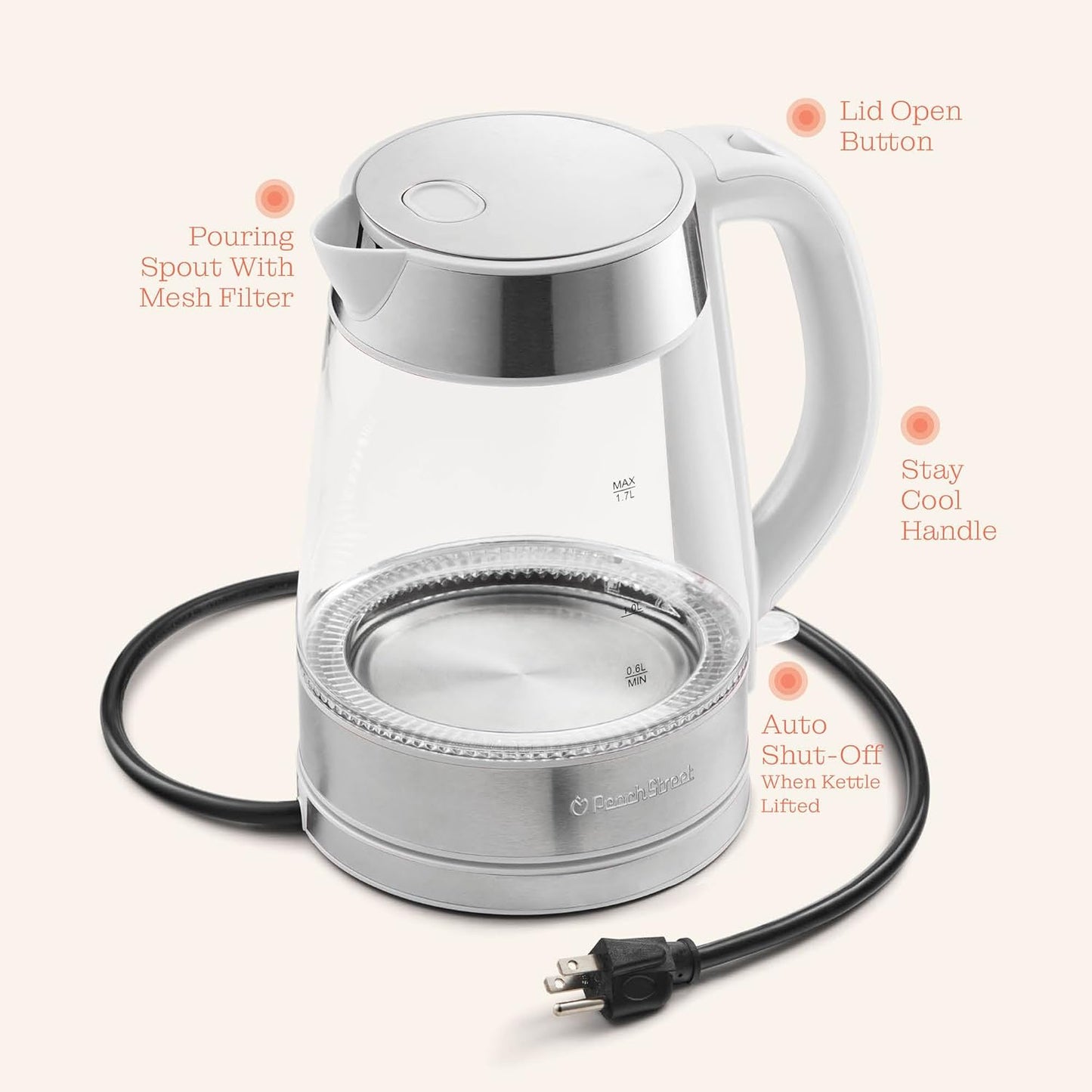Electric Glass Kettle | Fast Boil Cordless Tea Kettle
