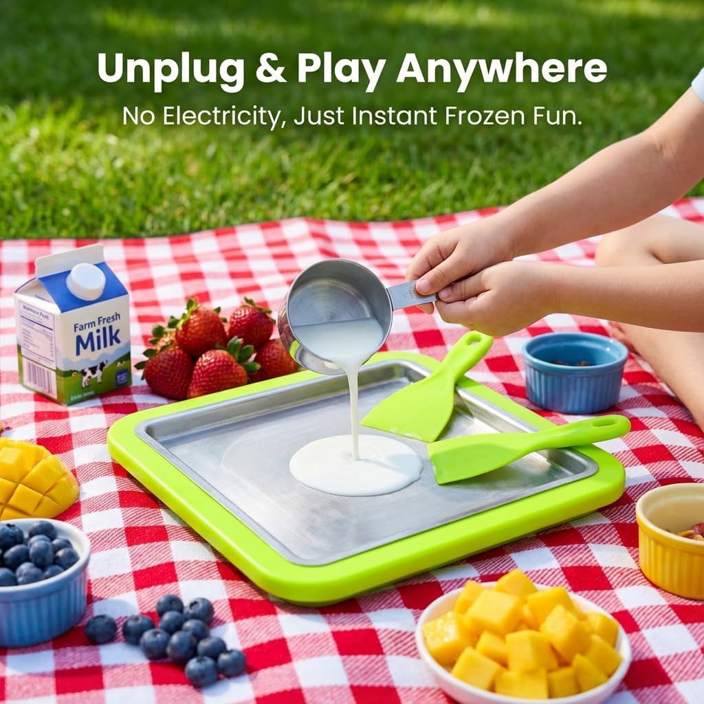 Rolled Ice Cream Maker Pan | DIY Frozen Dessert Kit