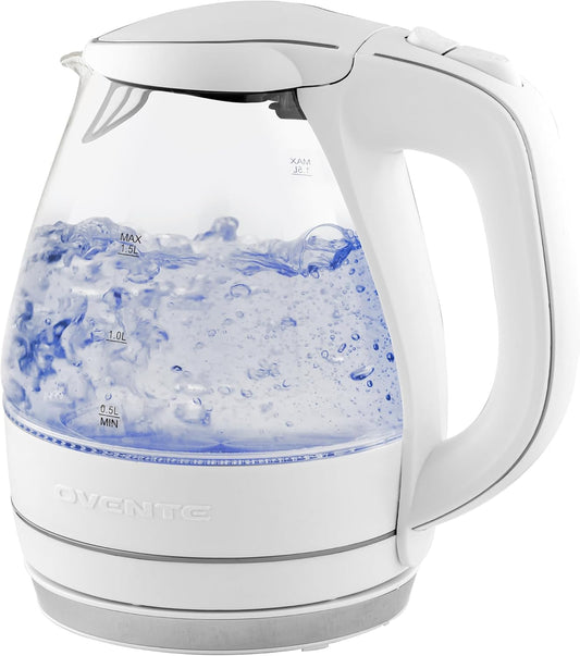 Cordless Glass Electric Kettle 1.5L – Fast Boil Water Heater with Auto Shut-Off, Safety Protection & Easy-Clean Filter