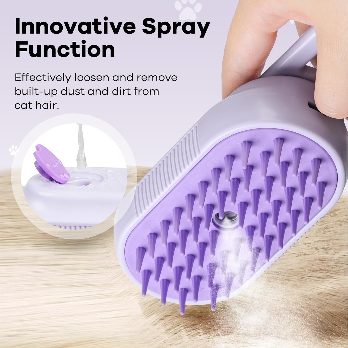 Steam Pet Grooming Brush – 4-in-1 Deshedding, Detangling & Massage Brush