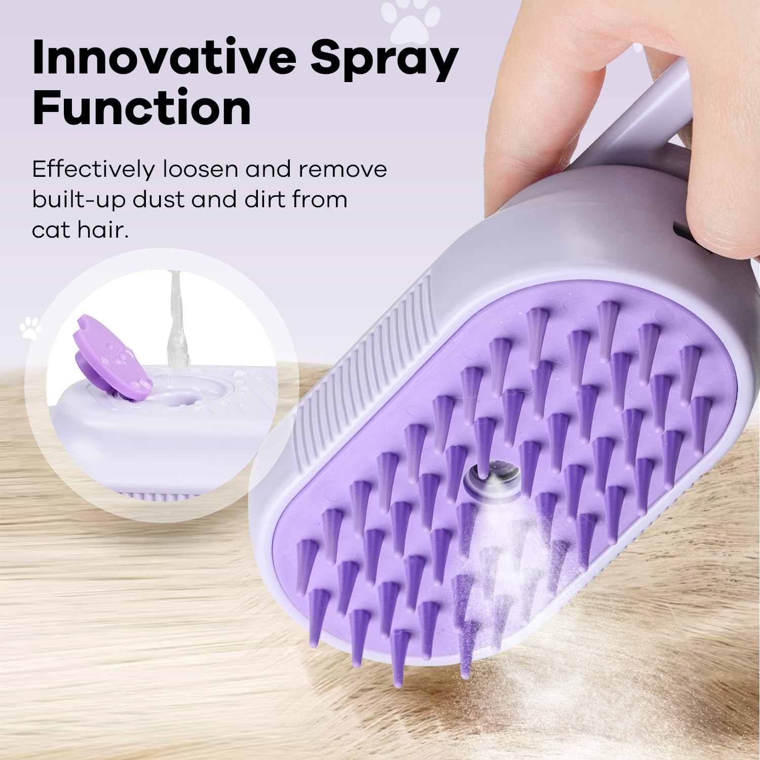 Steam Pet Grooming Brush – 4-in-1 Deshedding, Detangling & Massage Brush