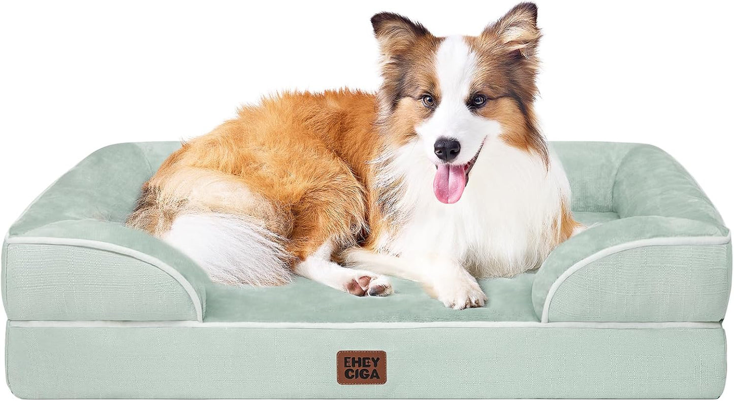 Orthopedic Dog Bed for Small Dogs, Waterproof Memory Foam Small Pet Beds with Sides, Non-Slip Bottom and Egg-Crate Foam Medium Dog Couch Bed with Washable Removable Cover, Grey