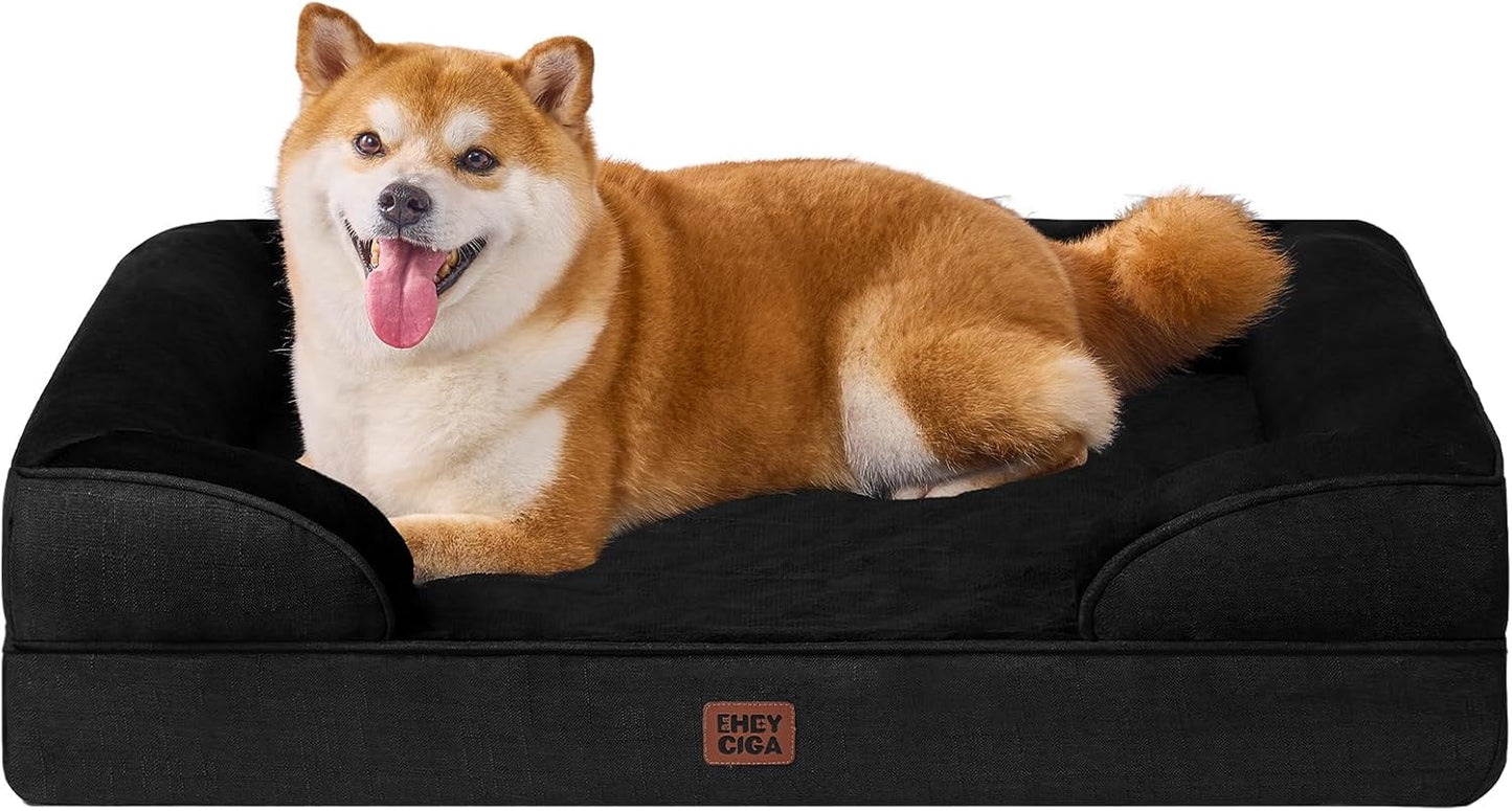 Orthopedic Dog Bed for Small Dogs, Waterproof Memory Foam Small Pet Beds with Sides, Non-Slip Bottom and Egg-Crate Foam Medium Dog Couch Bed with Washable Removable Cover, Grey