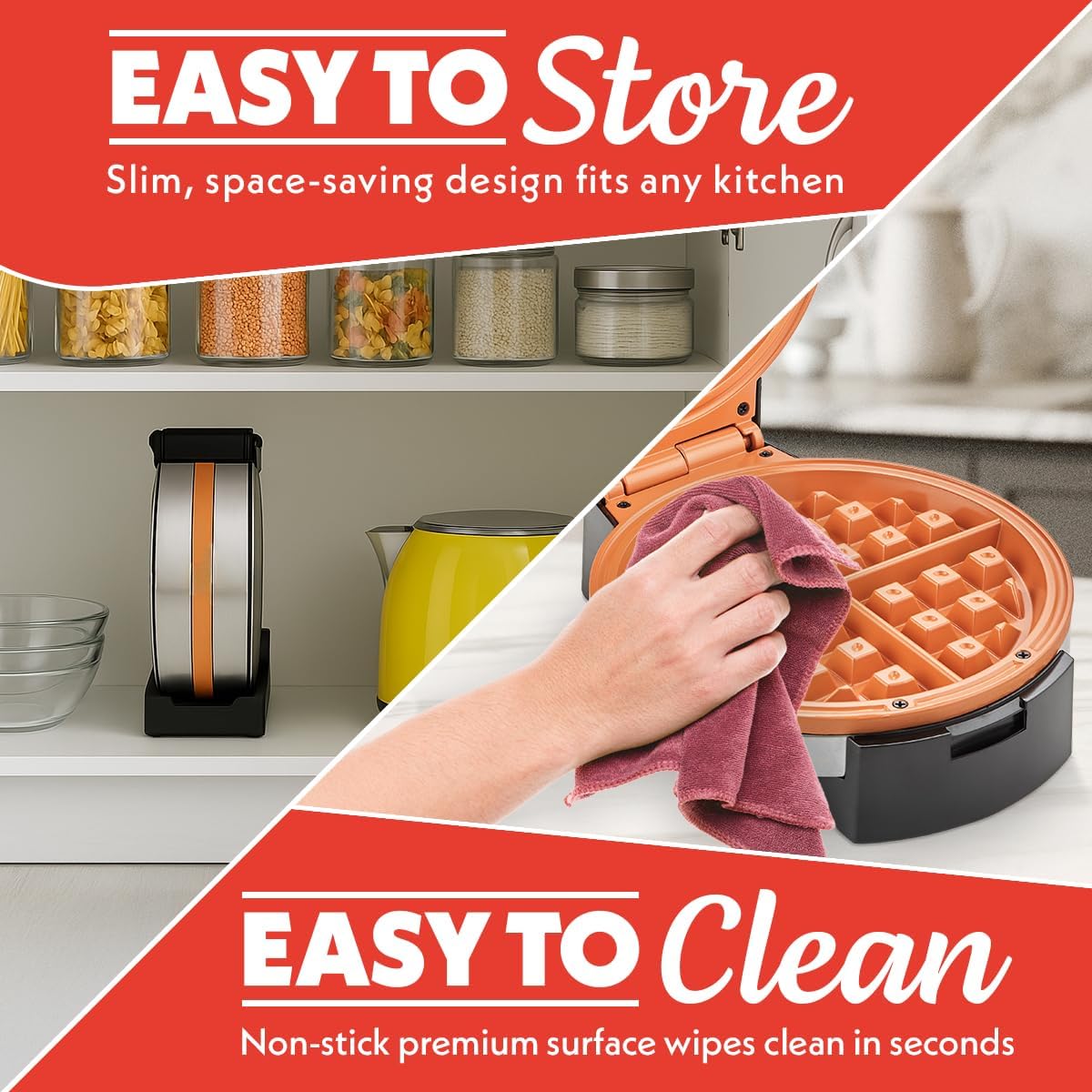 Waffle Maker with Nonstick Plates | Adjustable Browning Control