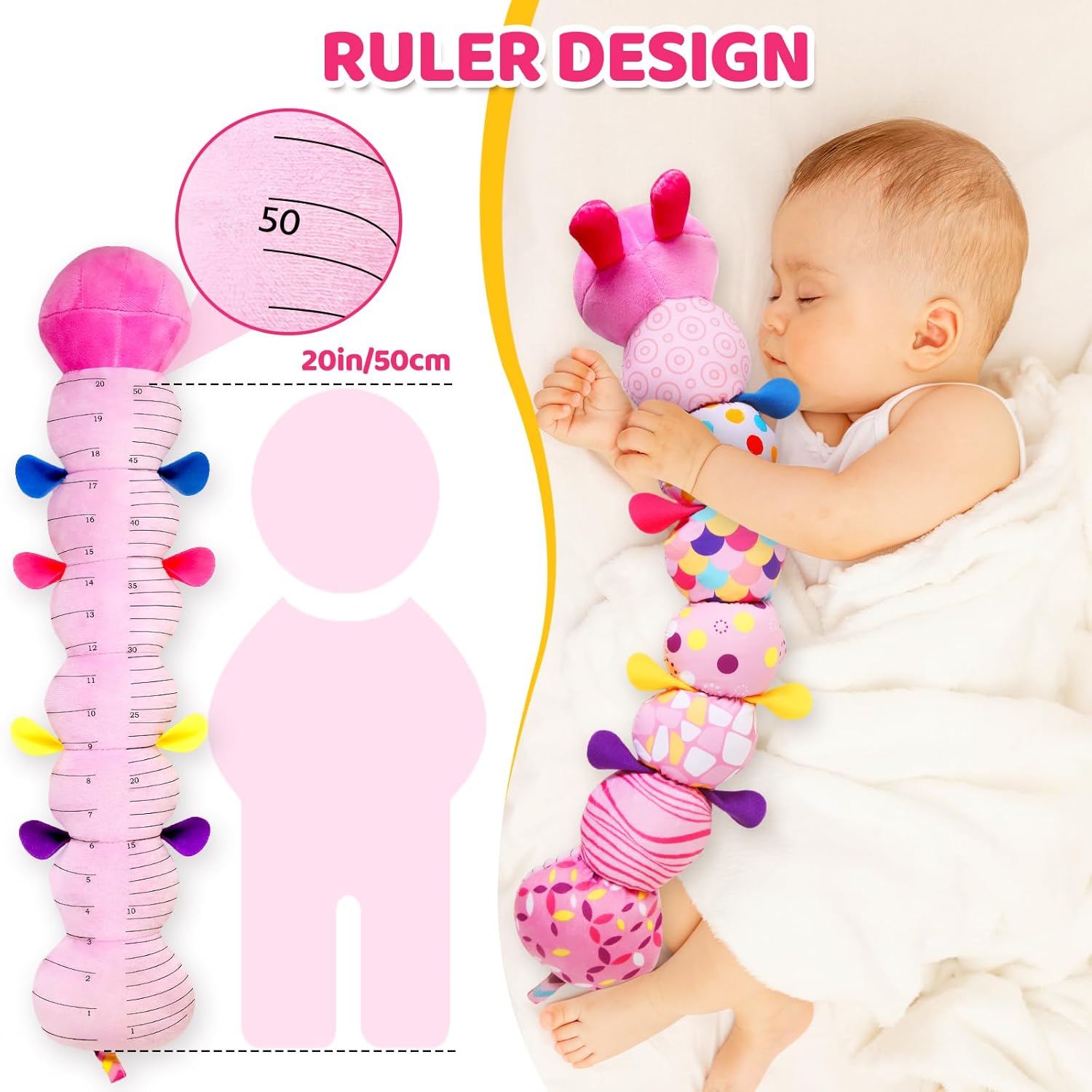 Soft Baby Plush Toy with Sounds – Sensory Crinkle Rattle Animal for Early Development & Tummy Time Play (0–12 Months)
