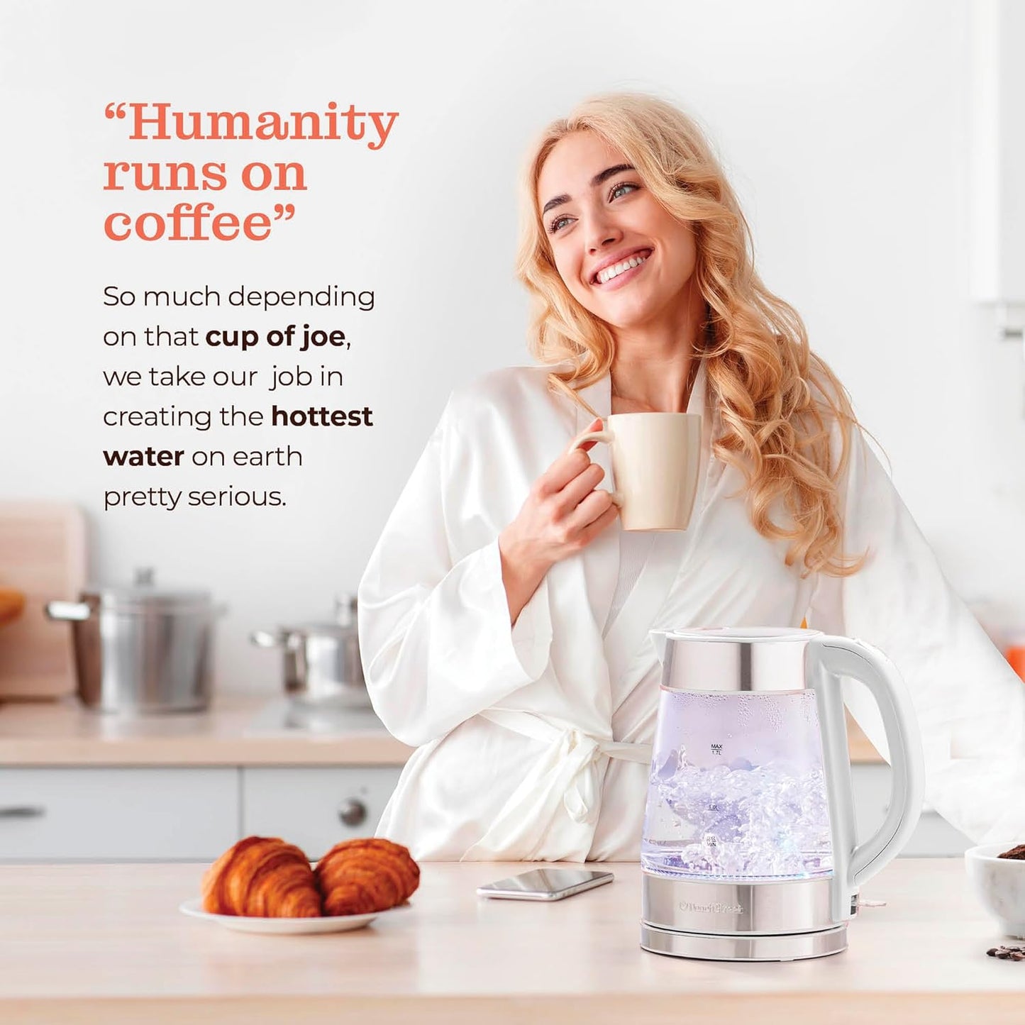 Electric Glass Kettle | Fast Boil Cordless Tea Kettle