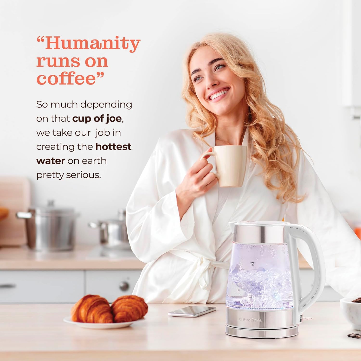 Electric Glass Kettle | Fast Boil Cordless Tea Kettle