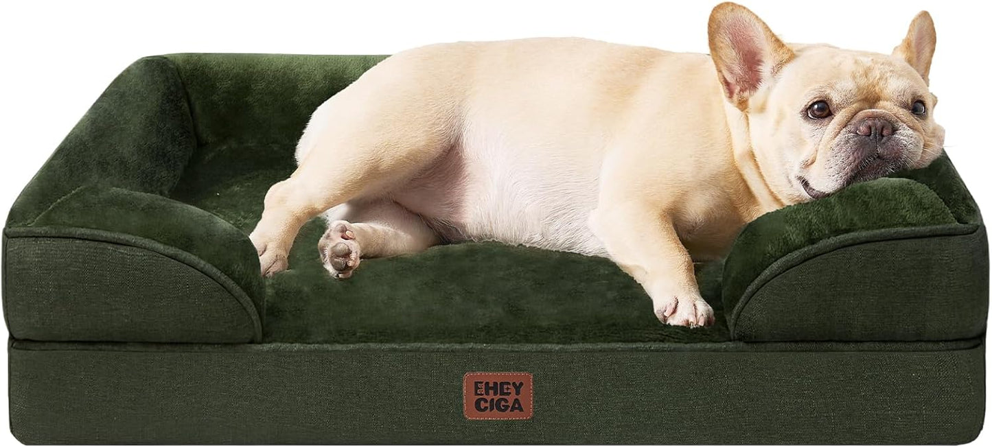 Orthopedic Dog Bed for Small Dogs, Waterproof Memory Foam Small Pet Beds with Sides, Non-Slip Bottom and Egg-Crate Foam Medium Dog Couch Bed with Washable Removable Cover, Grey