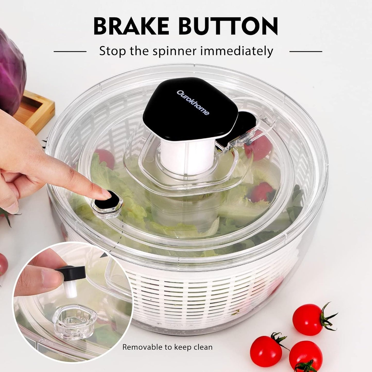  Fresh & Crisp Every Time – One-Hand Salad Spinner 6.3QT for Lettuce, Vegetables & Fruits, Easy Press & Quick-Dry Design