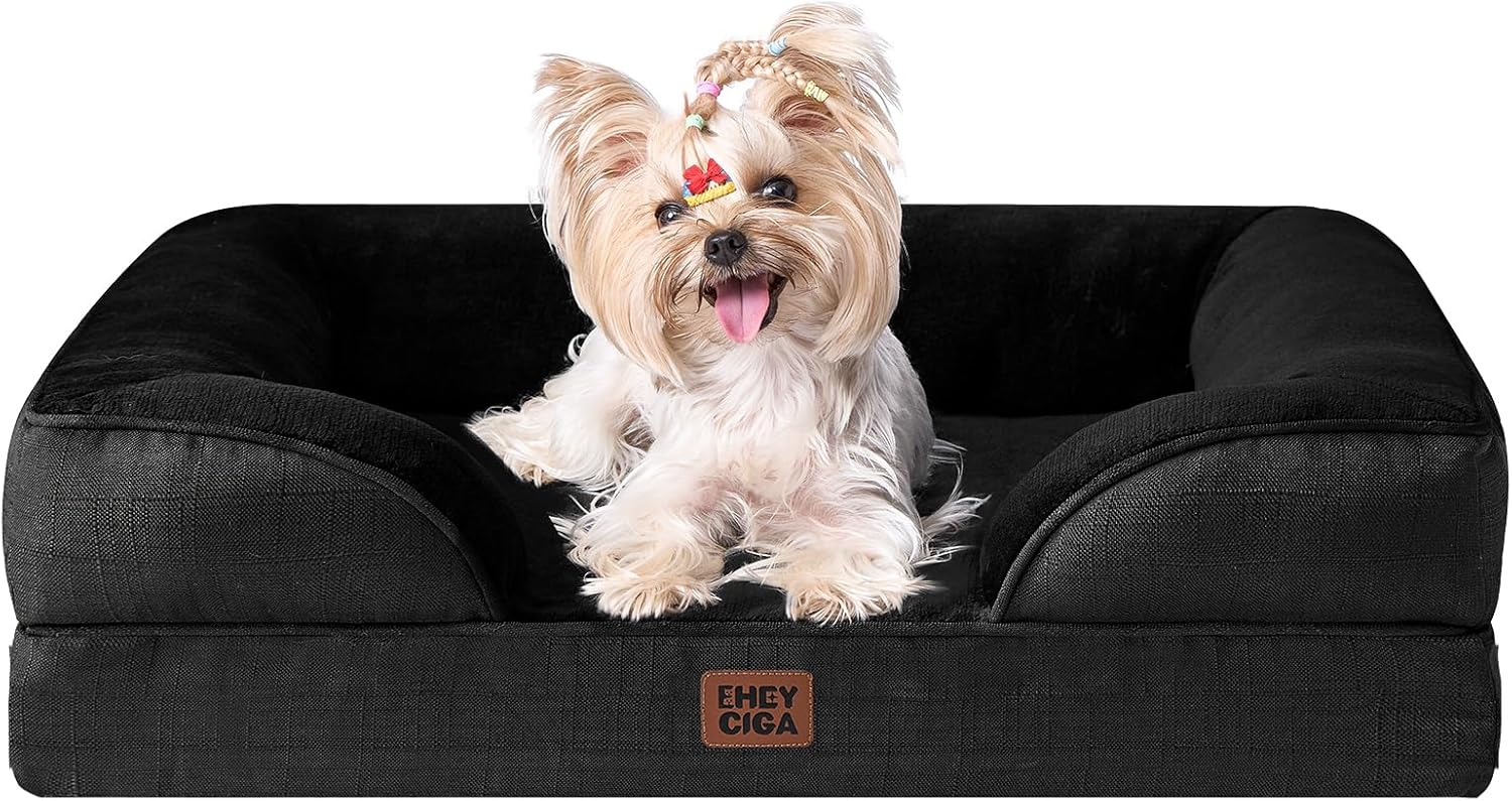 Orthopedic Dog Bed – Waterproof Memory Foam Pet Couch with Bolster Sides, Non-Slip Bottom & Washable Removable Cover (Small, Medium, Large)