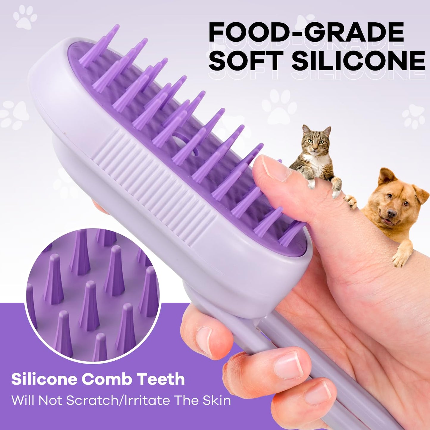 Steam Pet Grooming Brush – 4-in-1 Deshedding, Detangling & Massage Brush