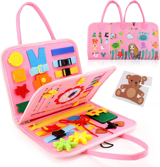 Busy Board Montessori Toy – Sensory Learning & Fine Motor Skill Activity for Toddlers Ages 1–4