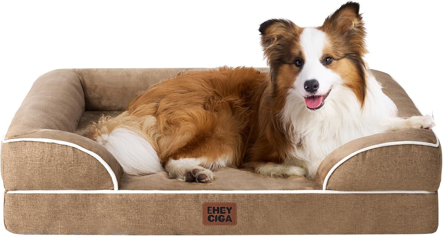 Orthopedic Dog Bed for Small Dogs, Waterproof Memory Foam Small Pet Beds with Sides, Non-Slip Bottom and Egg-Crate Foam Medium Dog Couch Bed with Washable Removable Cover, Grey