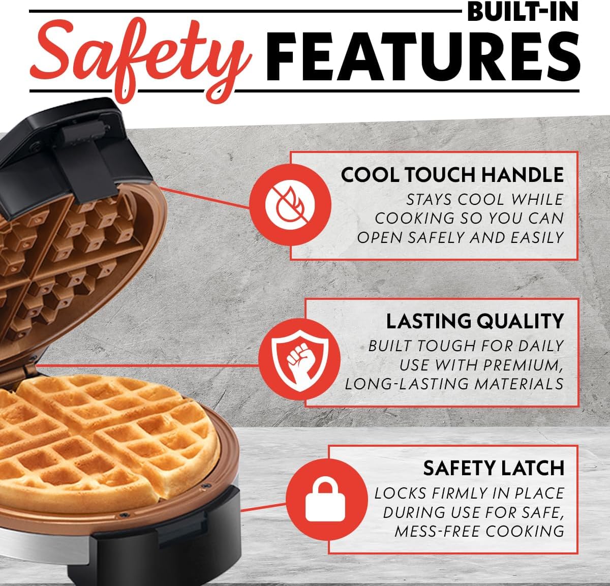 Waffle Maker with Nonstick Plates | Adjustable Browning Control