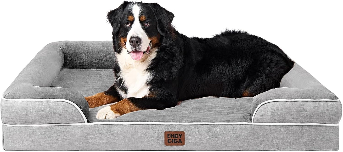 Orthopedic Dog Bed for Small Dogs, Waterproof Memory Foam Small Pet Beds with Sides, Non-Slip Bottom and Egg-Crate Foam Medium Dog Couch Bed with Washable Removable Cover, Grey
