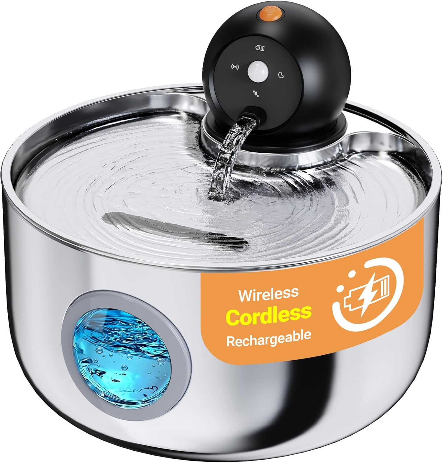 Wireless Stainless Steel Cat Water Fountain | Quiet & Filtered with Motion Sensor 
