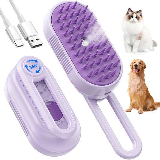 Steam Pet Grooming Brush – 4-in-1 Deshedding, Detangling & Massage Brush