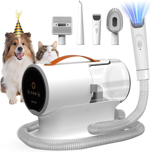 Dog Grooming Vacuum Kit – 12,000Pa Powerful Pet Hair Remover with 2L Large Dust Cup, Low-Noise Shedding & Trimming System for Dogs and Cats
