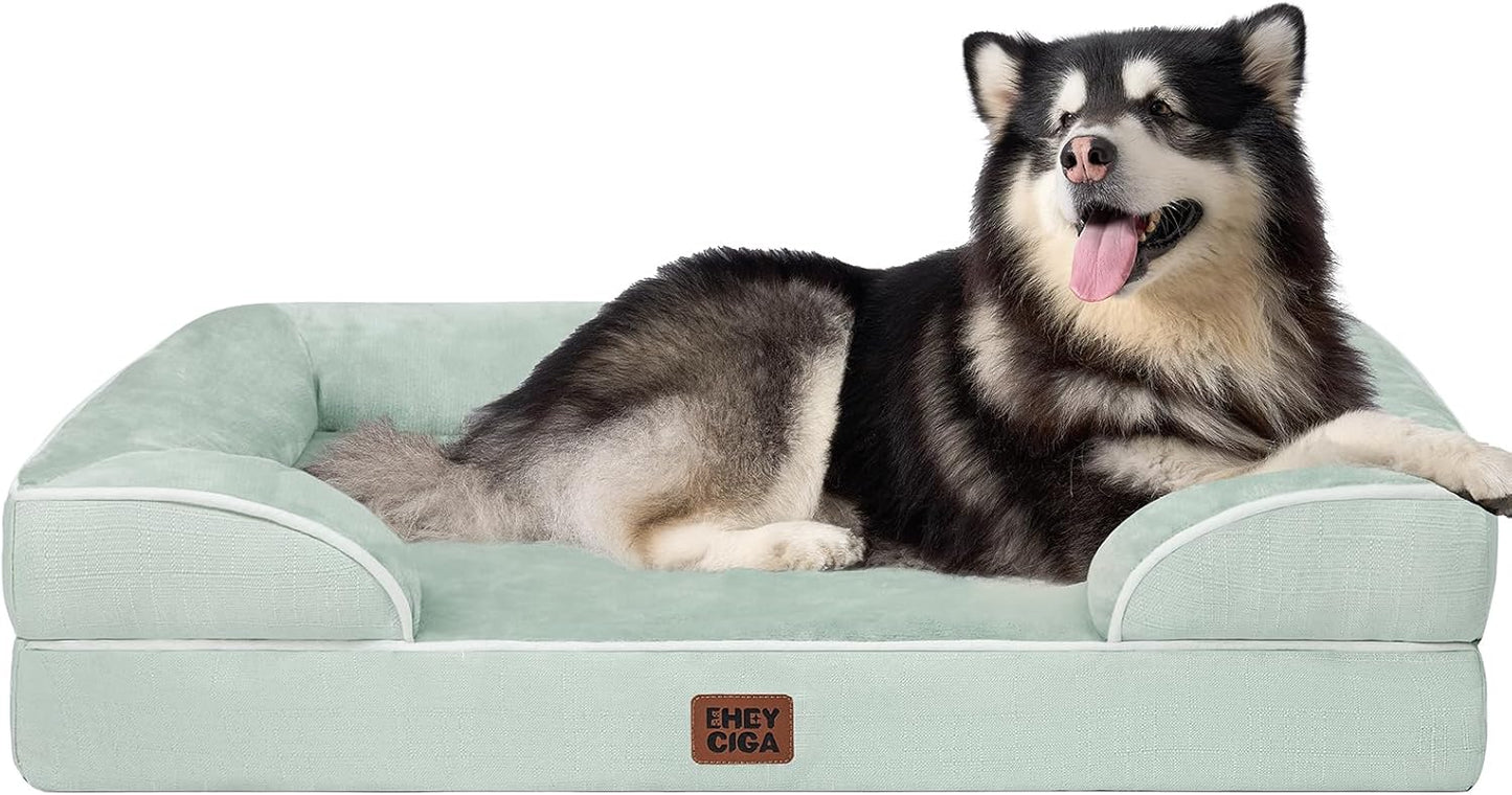 Orthopedic Dog Bed for Small Dogs, Waterproof Memory Foam Small Pet Beds with Sides, Non-Slip Bottom and Egg-Crate Foam Medium Dog Couch Bed with Washable Removable Cover, Grey