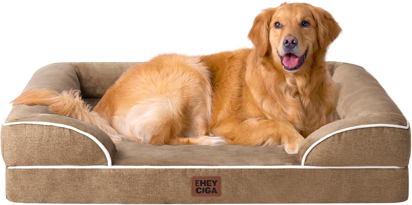 Orthopedic Dog Bed for Small Dogs, Waterproof Memory Foam Small Pet Beds with Sides, Non-Slip Bottom and Egg-Crate Foam Medium Dog Couch Bed with Washable Removable Cover, Grey