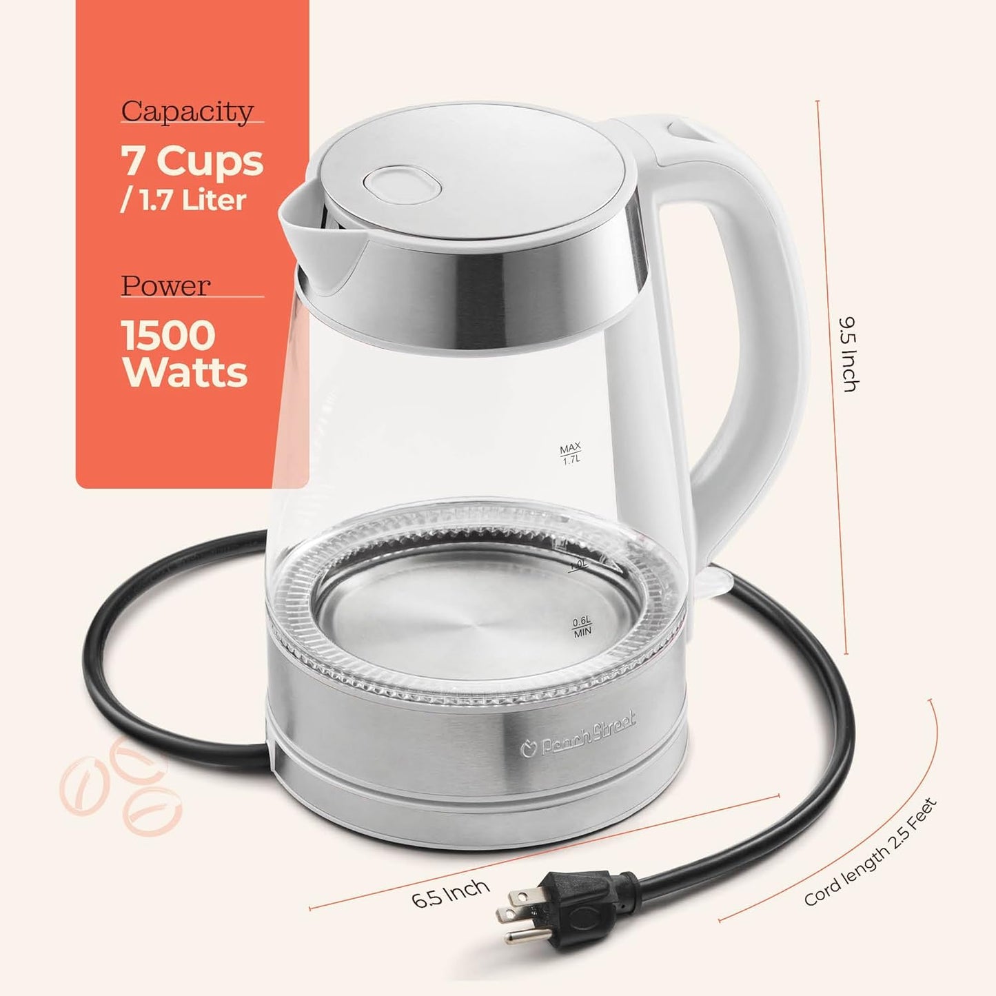 Electric Glass Kettle | Fast Boil Cordless Tea Kettle