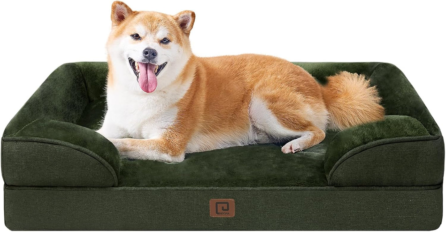 Orthopedic Dog Bed for Small Dogs, Waterproof Memory Foam Small Pet Beds with Sides, Non-Slip Bottom and Egg-Crate Foam Medium Dog Couch Bed with Washable Removable Cover, Grey
