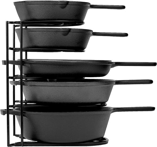 Heavy Duty Pan Organizer Rack – 5-Tier Vertical or Horizontal Storage for Skillets, Griddles & Lids – Holds Up to 50 lbs