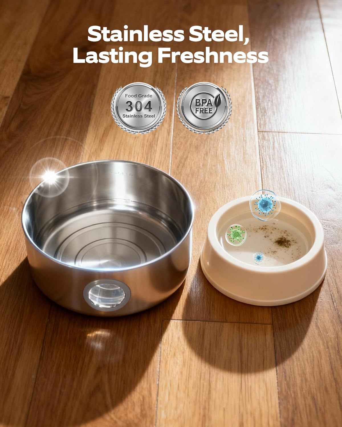 Wireless Stainless Steel Cat Water Fountain | Quiet & Filtered with Motion Sensor 