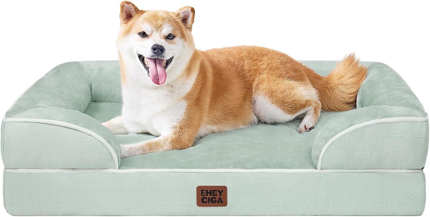 Orthopedic Dog Bed for Small Dogs, Waterproof Memory Foam Small Pet Beds with Sides, Non-Slip Bottom and Egg-Crate Foam Medium Dog Couch Bed with Washable Removable Cover, Grey