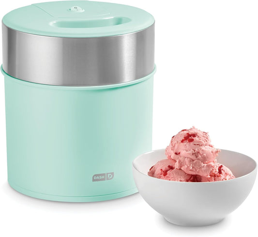 2Qt Electric Ice Cream Maker – Make Gelato, Frozen Yogurt & Sorbet at Home – Compact & Easy to Clean – Easy One-Touch Churn (Aqua and Cream)