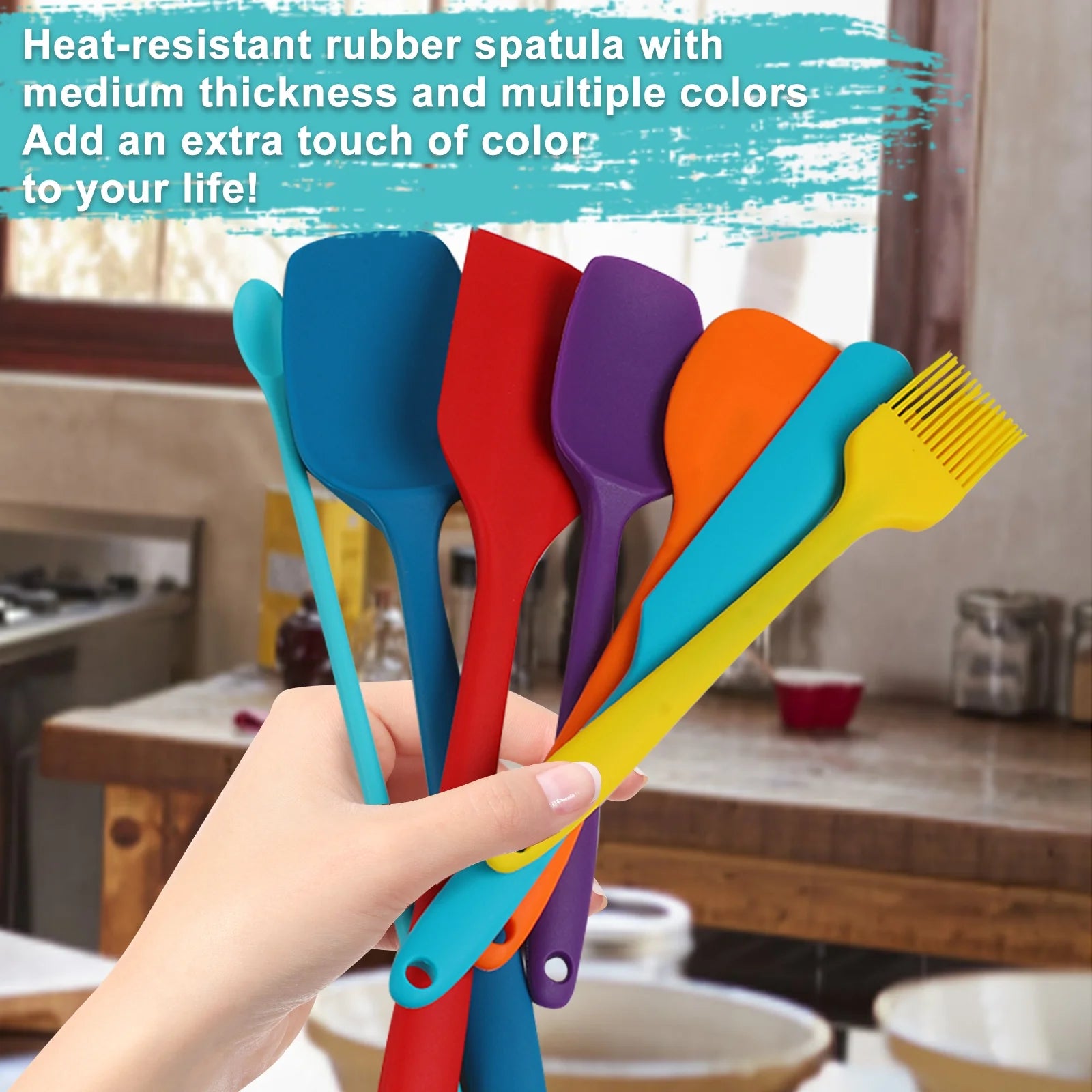7-Piece Silicone Spatula Set – Heat-Resistant, BPA-Free, Non-Stick Kitchen Utensils for Baking & Cooking
