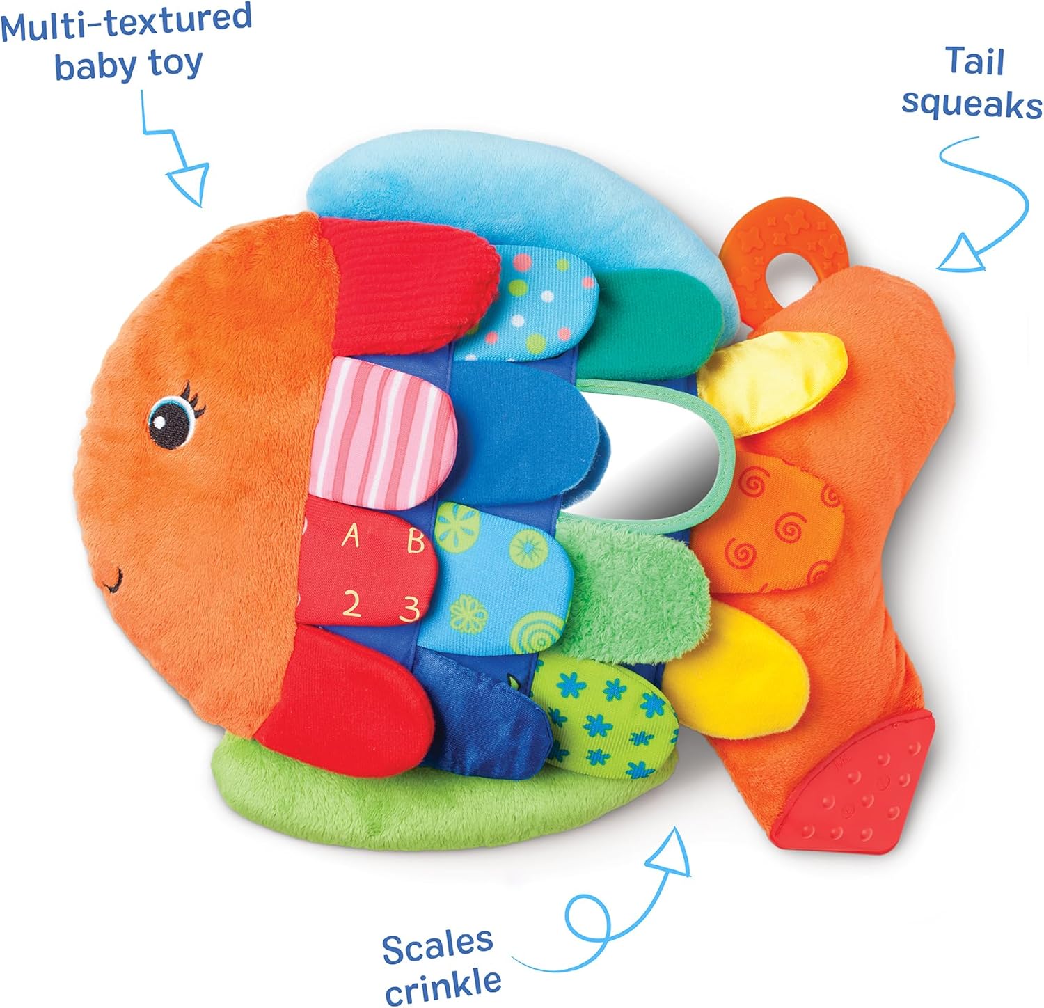 Flip Fish Soft Baby Sensory Toy – Crinkle, Mirror & Plush Activity Toy