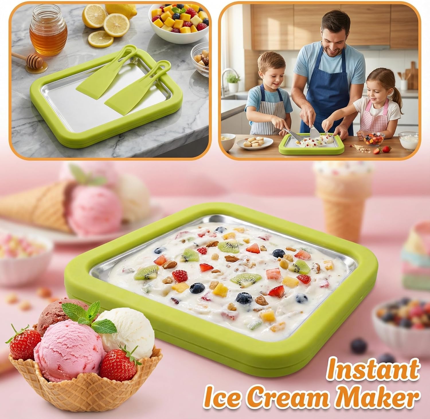 Rolled Ice Cream Maker Pan | DIY Frozen Dessert Kit