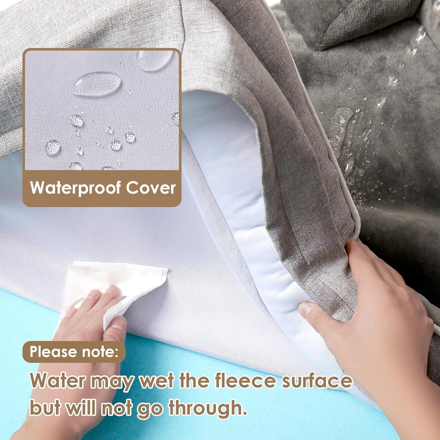 Orthopedic Dog Bed for Small Dogs, Waterproof Memory Foam Small Pet Beds with Sides, Non-Slip Bottom and Egg-Crate Foam Medium Dog Couch Bed with Washable Removable Cover, Grey