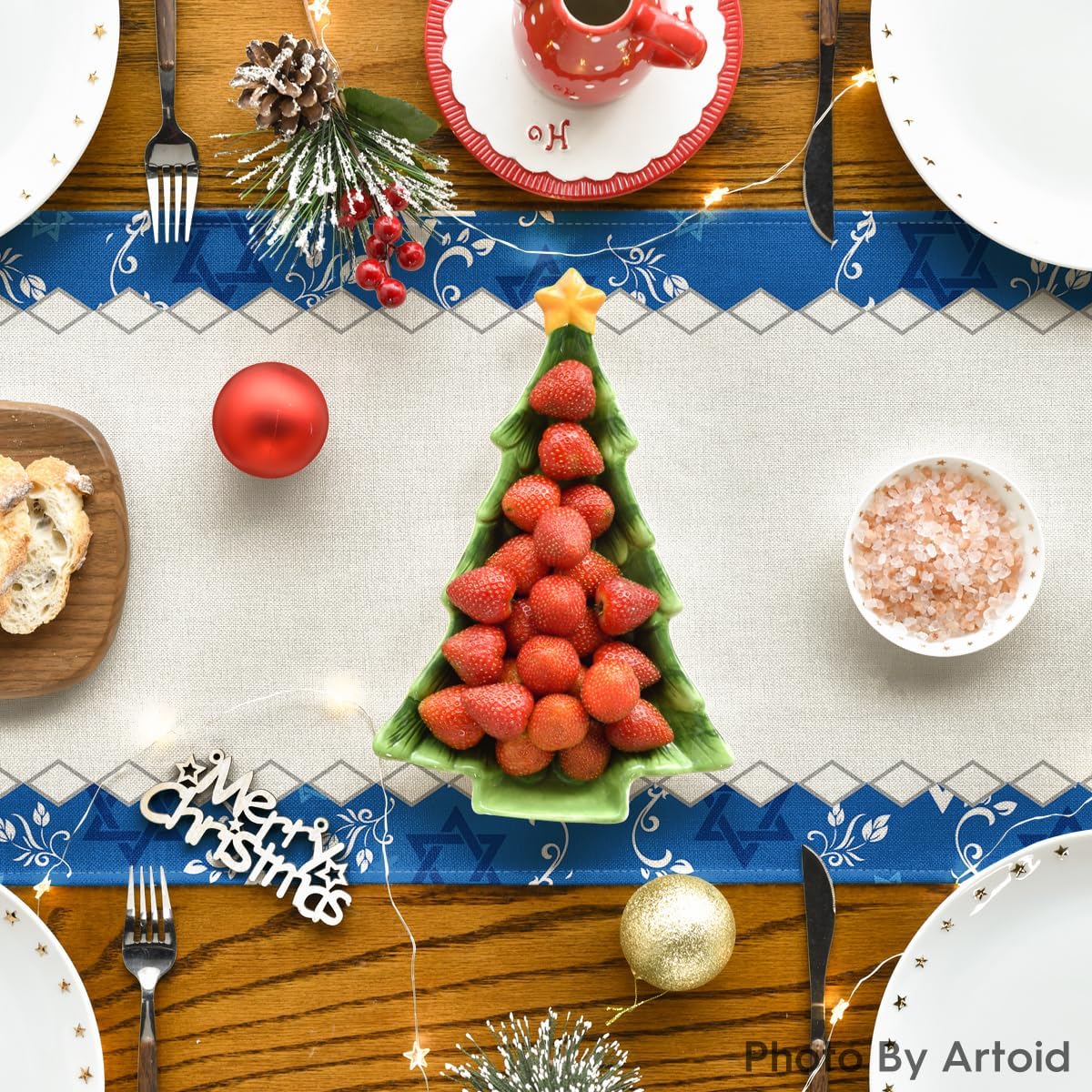 🕎  Elegant Hanukkah Table Runner 🕯️ Star of David Design | Festive Jewish Holiday Décor for Dining Table (multi sizes)