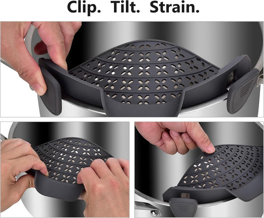 🥣 Adjustable Clip-On Silicone Pot Strainer – Universal Kitchen Colander for Pasta, Pans & Bowls