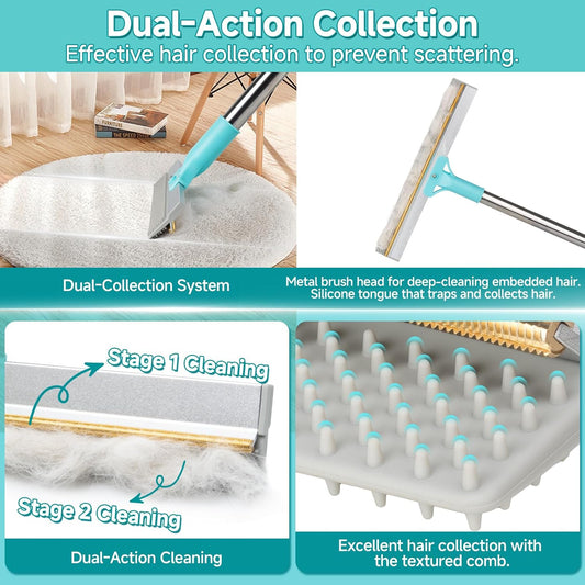 Pet Hair Removal Tool Kit | Deep-Clean Carpet & Furniture Rake