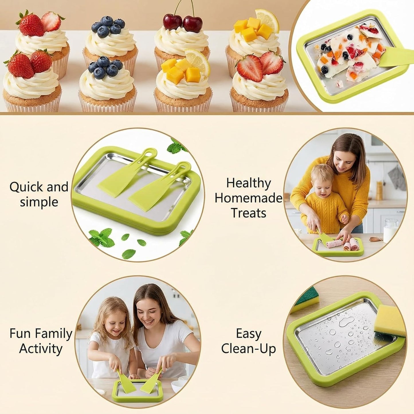 Rolled Ice Cream Maker Pan | DIY Frozen Dessert Kit