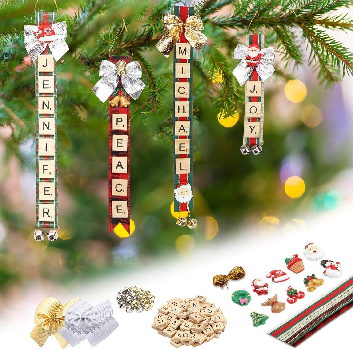 Personalized Letter Tile Christmas Ornaments – DIY Holiday Craft Kit for Tree & Gift Decorations